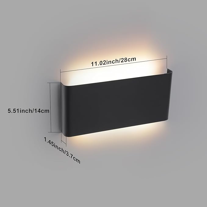 Mille Lucciole 11"Modern LED vanity light,15W Dimmable 5 CCT (3000K-6500K) Adjustable Wall Lamp,Up and Down Wall Lighting,Indoor Wall Sconce for Bedroom,Staircase,Hallway,Dressing Table, 1 Pack（Black）