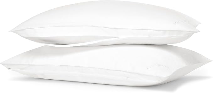 Boll & Branch Pillow Protector - Standard Size Pillows, White Cover - 1 Protector Included - Zipper Closure, Hypoallergenic, Soft, Breathable - Safe for Sensitive Skin