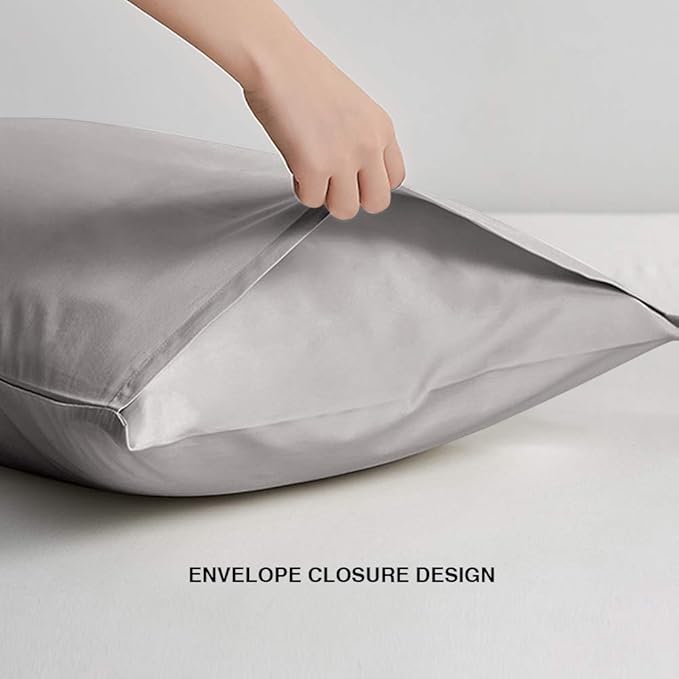 FLXXIE 6 Pack Microfiber Queen Pillowcases, Ultra Soft and Wrinkle, Fade Resistant Pillow Cases with Envelope Closure, 20x30 Inches, Smoky Grey