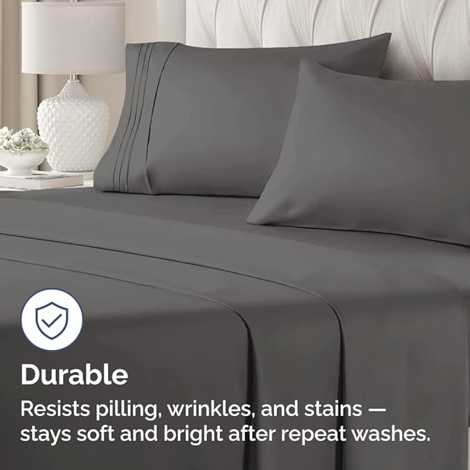 King Standard Pillow Cases Set of 4 - Soft Hotel Quality Pillowcase Covers - Comfy Bedding for Women, Men, Kids & Teens - Machine Washable Pillow Protectors - 4 Piece Set - King Standard Size Charcoal