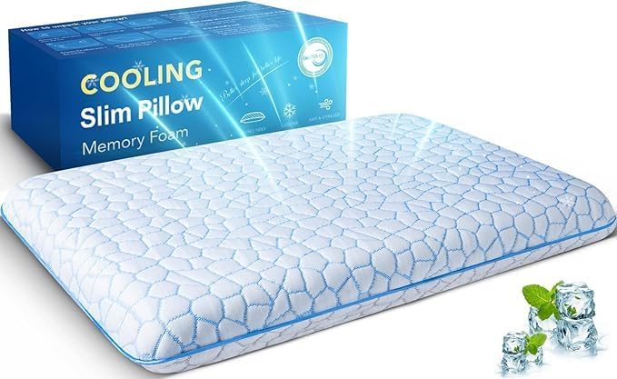 SUPA MODERN Stomach Sleeping Pillows for Back & Stomach Sleeper, Flat Soft Pillows for Sleeping Thin Memory Foam Pillow,Cooling Ultra Low Profile Memory Foam Pillow 1.75-Inches