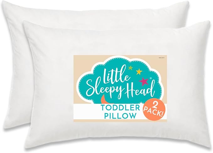 Toddler Pillow 13x18 for Sleeping – Kids Pillow for Toddler Bed, Travel, Daycare & Preschool – Soft Hypoallergenic Cotton Toddler Bed Pillow for Ages 2–5, Small Pillow for Kids Nap Time (2-Pack)