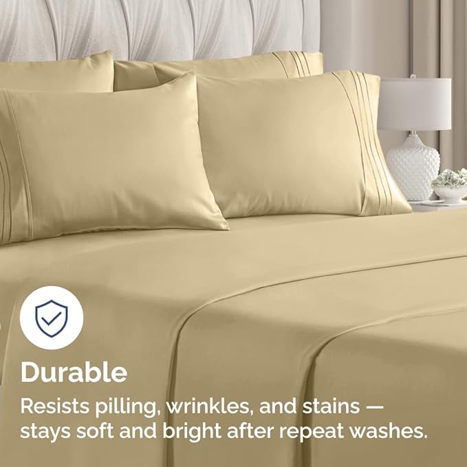Standard Pillow Cases Set of 8 - Ultra Soft Hotel Quality Pillowcase Covers - Comfy, Cozy & Wrinkle Free - Shrink, Stain and Fade Resistant - Machine Washable Pillow Protectors - 8 Piece Set - Beige