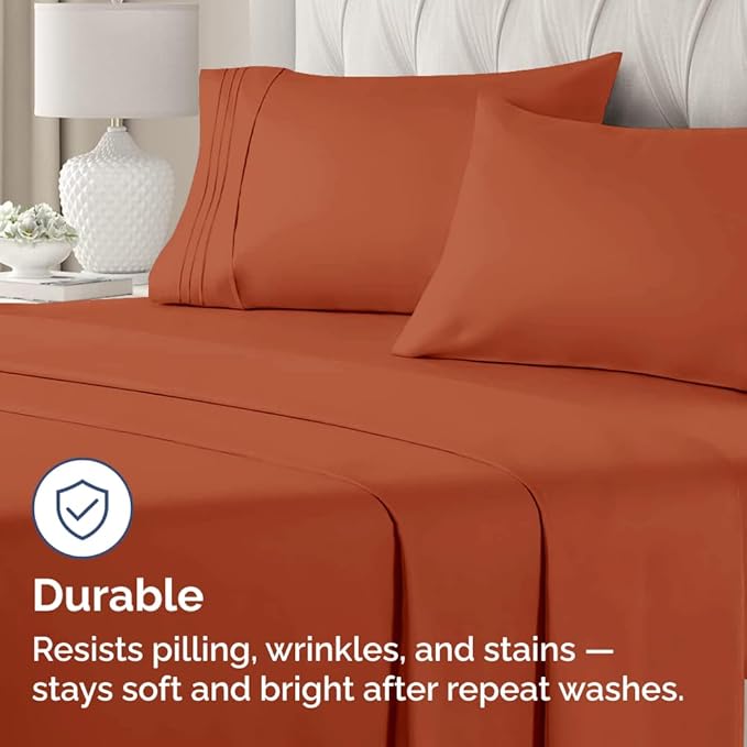 Standard Pillow Cases Set of 4 - Ultra Soft Hotel Quality Pillowcase Covers - Comfy Bedding for Women, Men, Kids & Teens - Machine Washable Pillow Protectors - 4 Piece Set - Standard Size Terracotta