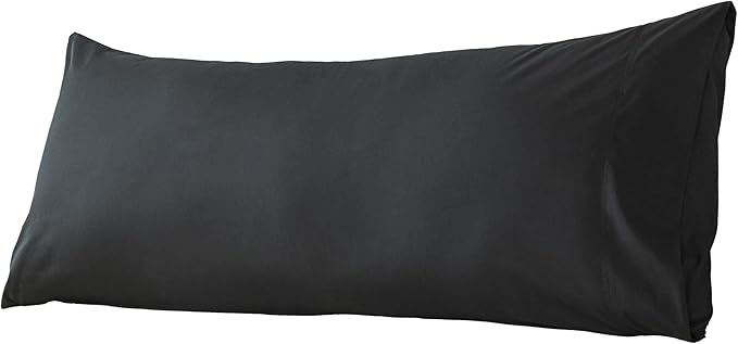 WhatsBedding Body Pillow Cover Cotton Fabric, Long Pillowcase Breathable & Skin-Friendly, Envelope Closure - Black (20x54 inch)