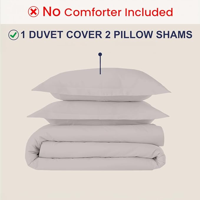 Kotton Culture 3 Pc Duvet Cover King Size Set-100% Egyptian Cotton 600 Thread Count Ultra Soft Premium Durable Comforter Cover Zipper Closure & Corner Ties - (Dove Grey, 104" X 94")