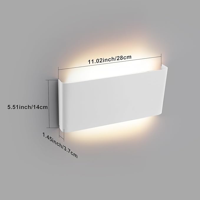 Mille Lucciole 11"Modern LED vanity light,15W Dimmable 5 CCT (3000K-6500K) Adjustable Wall Lamp,Up and Down Wall Lighting,Indoor Wall Sconce for Bedroom,Staircase,Hallway,Dressing Table, 2 Pack（White）