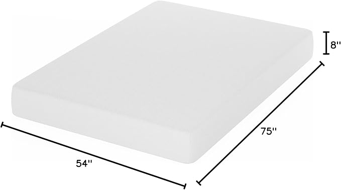 Furinno Tidur Cooling Gel Memory Foam Mattress, 8 Inch, Full, White