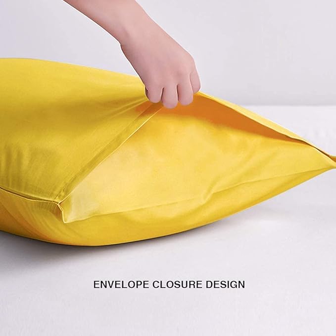 FLXXIE Body Pillow Cover - Super Soft Microfiber 20x54 Body Pillow Case - Envelope Closure, Wrinkle, Stain Resistant 20x54 Long Pillowcase, Yellow