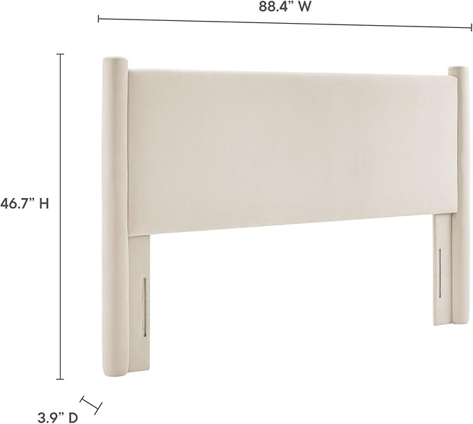 Modway Rael King Upholstered Headboard with Pillars in Alabaster – Velvet Headboard – Stain-Resistant Performance Velvet Headboard for King Size Beds
