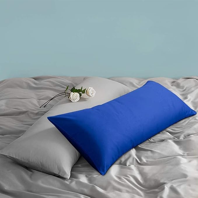 FLXXIE Body Pillow Cover - Super Soft Microfiber 20x54 Body Pillow Case - Envelope Closure, Wrinkle, Stain Resistant 20x54 Long Pillowcase, Royal Blue