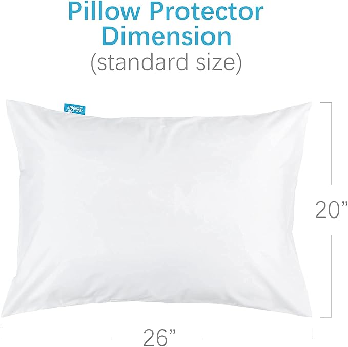 Pillow Protector 100% Waterproof & Noiseless Pillow Cover Pillow Protectors with Zipper Standard Size 2 Pack 20 x 26 Inches Pillow Cases Machine Washable