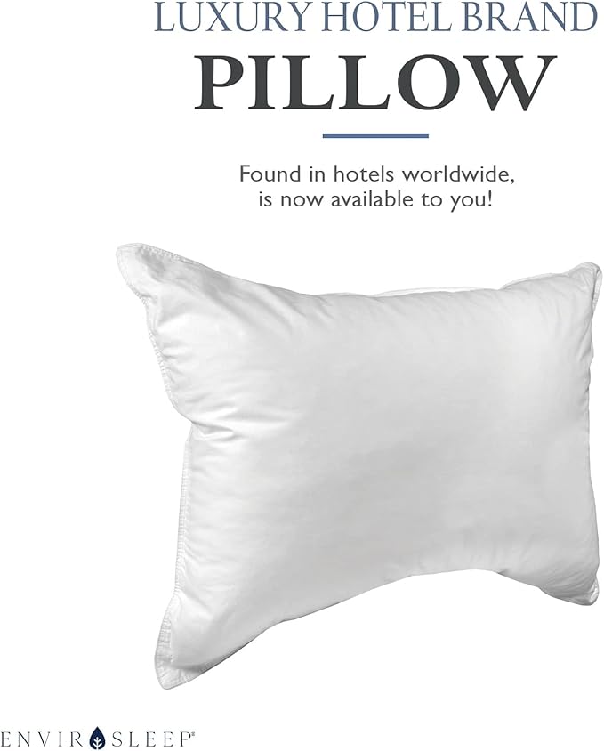 Envirosleep Dream Surrender Medium Support Pillows - Hypoallergenic Polyester Filled Cotton Shell Pillow Set, King Size 2 Pillow Set for Hotel or Home Use, by Manchester Mills