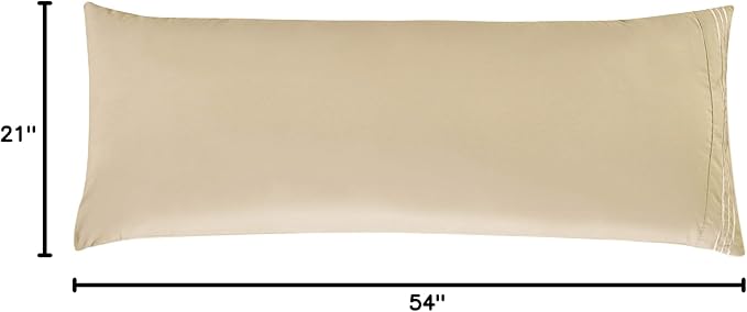 Elegant Comfort Luxury Ultra-Soft 1-Piece Body Pillowcase - 1500 Premium Hotel Quality Microfiber Double Brushed - Wrinkle Resistant, Body Pillowcase Size, Cream