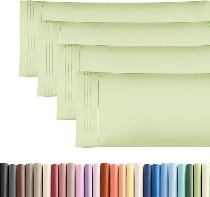 Body Pillowcases Set of 4-20x54 Long Body Pillow Case - Soft Body Pillow Cover for Sleeping & Side Sleepers - Breathable & Fade Free - Machine Washable with Envelope Enclosure - (Light Sage Green)