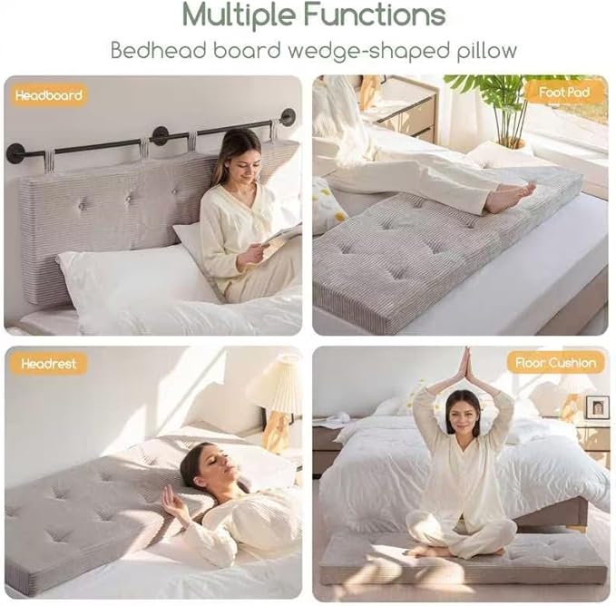 HIGOGOGO Wall Mounted Headboards for King Size Bed, Hanging Head Board Wall with Button Tufting, Adjustable Height Headboard for Bedroom,Grey