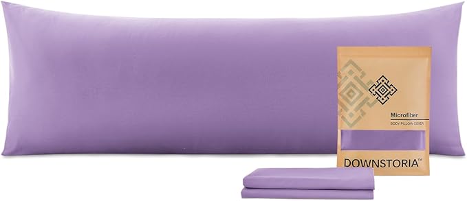 DOWNSTORIA Body Pillow Cover, Ultra Soft Microfiber Long Pillowcase, Envelope Closure Large Pillow Cases 20x54 inch (Light Purple)