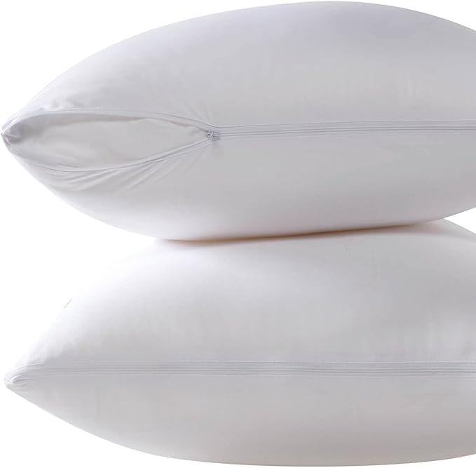Cooling Bamboo Viscose Feather Proof Pillow Protectors with Zipper King Size Waterproof Down Proof Covers for Bed Pillows 2 Pack