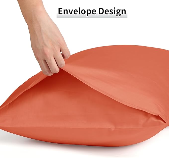 Warmstar Cotton Pillow Cases Standard Size Set of 2, 600 Thread Count Pillowcases 20x26 Inches, Soft Long Staple Cotton Pillowcases Breathable with Envelope Closure,Orange