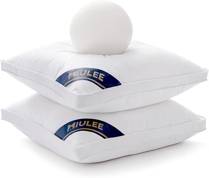 MIULEE 26x26 Feather Down Pillow Inserts with Gusset Bed Pillows,Set of 2 Luxury Fluffy Decorative Throw Pillows for Couch Sofa
