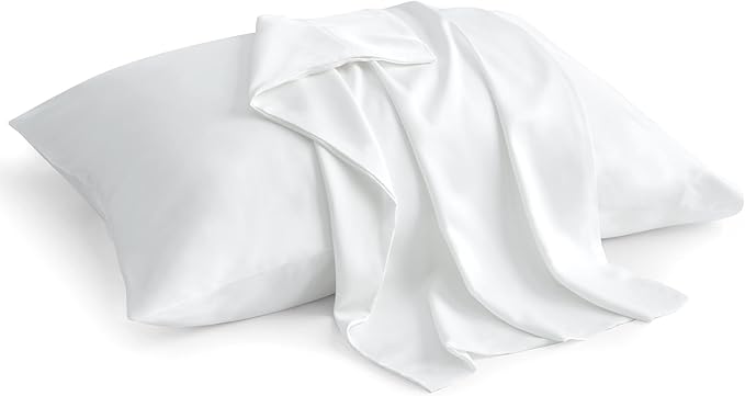BEDELITE King Size Pillow Cases Set of 2, Rayon Derived from Bamboo, Cooling Pillow Cases for Hot Sleepers & Night Sweats, Breathable and Silky Soft Envelope Pillowcases(White, 20"x40")