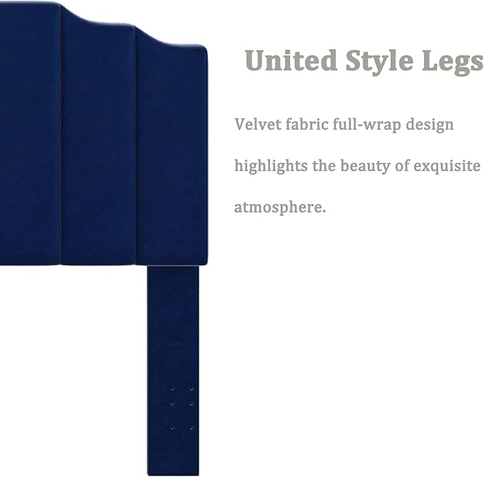 Befurtori King Size Headboard Only, Velvet Wall Mounted Headboard King for Adjustable Bed Modern Upholstered Head Board Easy Assembly, Navy Blue