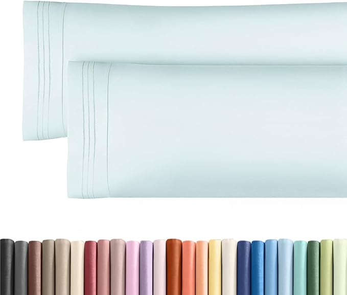 Body Pillowcases Set of 2-20x54 Long Body Pillow Case - Soft Body Pillow Cover for Sleeping & Side Sleepers - Comfy, Breathable & Wrinkle Free - Machine Washable w/Envelope Enclosure (Ice Blue)