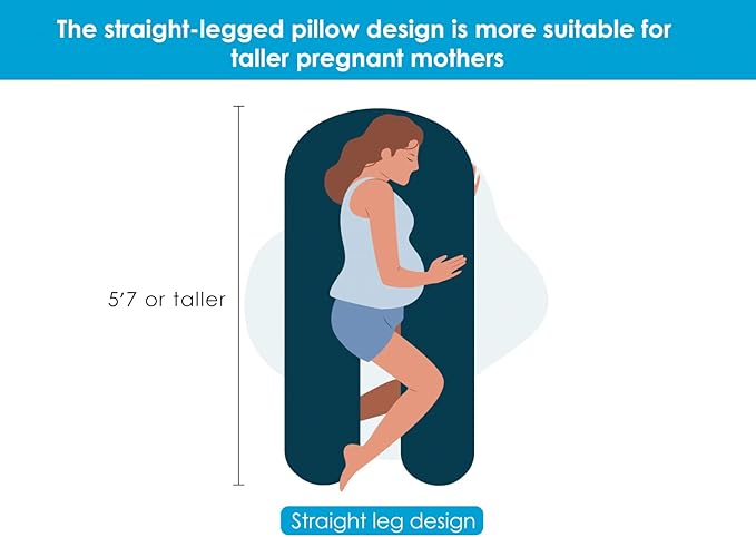 QUEEN ROSE Pregnancy Pillows for Sleeping, U Shaped Body Pillow for Pregnancy, 65 inch Maternity Pillow for Tall Pregnant Women with Gray Velvet Cover