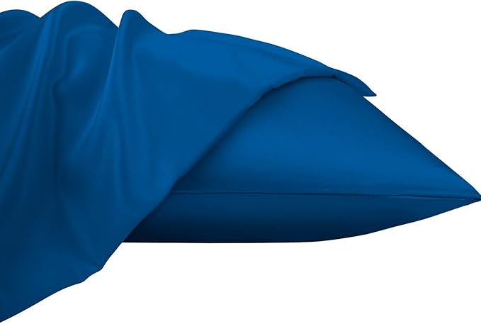 NTBAY Zippered Satin Pillow Cases for Hair and Skin, Luxury Queen Hidden Zipper Pillowcases Set of 2, 20x30 Inches, Royal Blue