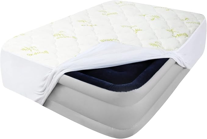 King Size Air Mattress Topper Cover, Thick Quilted Mattress Topper, Viscose Made from Bamboo Pillow Top King Mattress Pad with Deep Pocket Fits Up to 23 Inch Mattress