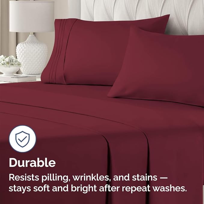 Standard Pillow Cases Set of 2 - Ultra-Soft Hotel Quality Pillowcase Covers - Comfy & Wrinkle Free - Stain and Fade Resistant - Machine Washable Pillow Protectors - 2 Piece Set - Standard Burgundy
