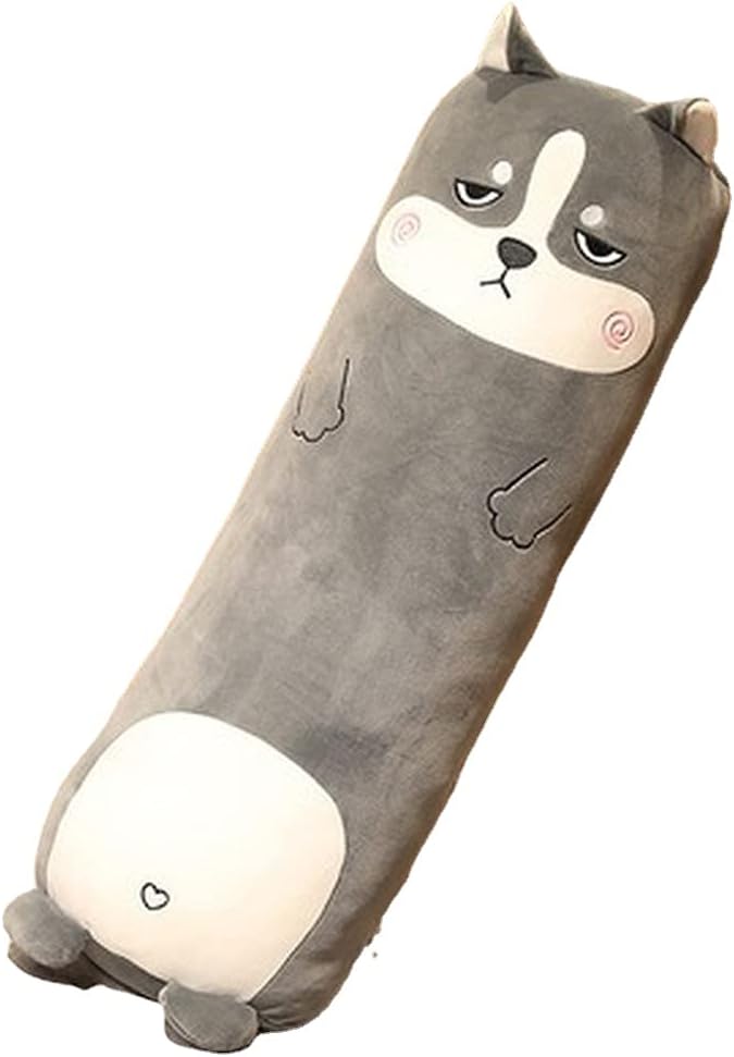 Husky Toy Figure Plush Pillow, 27 Inch, for Bed Kids Cuddle Pillow Animal Shaped Gift for Girlfriend or Boyfriend