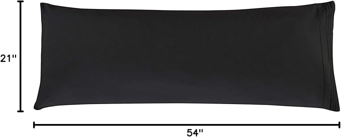 Elegant Comfort Luxury Ultra-Soft 1-Piece Body Pillowcase - 1500 Premium Hotel Quality Microfiber Double Brushed - Wrinkle Resistant, Body Pillowcase Size, Black