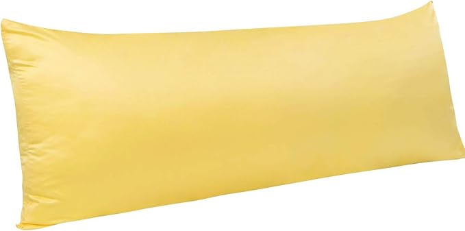 NTBAY Zippered Satin Body Pillow Pillowcase, Silky Slip Cooling Body Pillow Cover, Long Side Hidden Zipper, 20x54 Inches, Yellow
