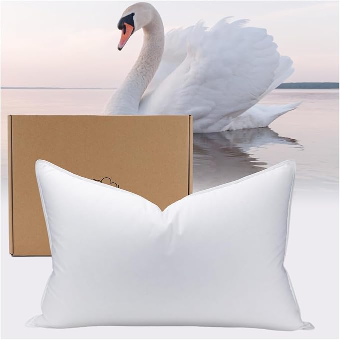 White Goose Down Pillow Luxury Hotel Bed Pillow with Goose Down Fiber Pillow for Sleeping, 600 Thread Count Cotton Shell, King Size- Medium, 1 Pack