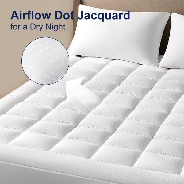 ACCURATEX Mattress Pad Queen Size - 2 Inches Double Layer Comfort Pillow Top Mattress Cover, Quilted Fitted Mattress Protector Cotton Top, Stretches up 8-21" Deep Pocket Mattress Topper,60x80