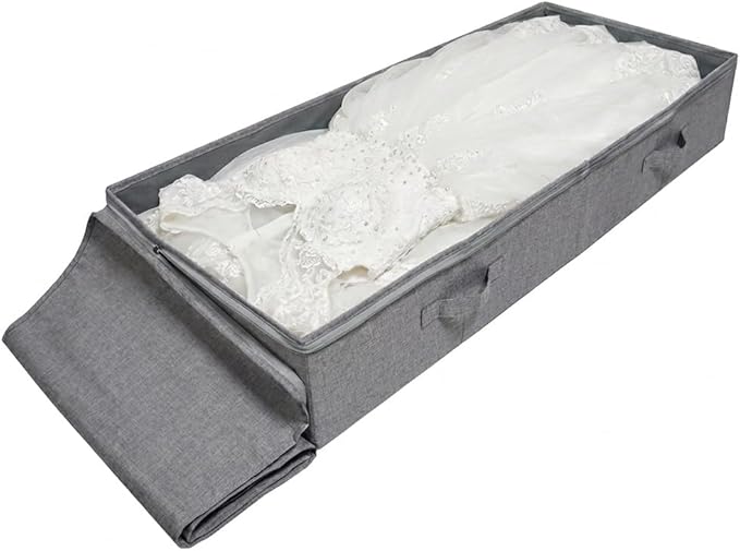 iwill CREATE PRO 39.4 inch（100cm） Longer Bedroom Underbed Storage Containers with Lid for Duvets, Blankets, Clothes, Shoes, Toys, Comforters, Wedding Dress Folding Rigid Organizer Bins, Black Gray