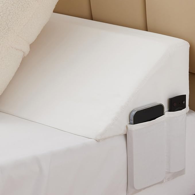 Bedluxe King Wedge Pillow Headboard, Bed Wedge Pillow for Headboard, Bed Gap Filler King - Fill The Gap (0-4.5") (White, 76"x8"x6")