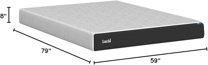 Lucid 8 Inch Memory Foam Mattress - Medium Firm Feel - Infused with Refreshing Bamboo Charcoal and Cooling Gel - Bed in a Box - Temperature Regulating - Pressure Relief - Breathable - Queen Size