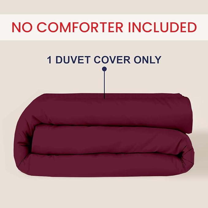 Kotton Culture 1 Pc Duvet Cover Queen Size/Full Size-100% Egyptian Cotton 600 Thread Count Ultra Soft Premium Durable Comforter Cover Zipper Closure & Corner Ties- (Red Burgundy, 90" X 90")