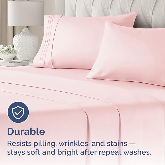 King Pillow Cases Set of 4 - Ultra Soft Hotel Quality Pillowcase Covers - Comfy, Cozy & Wrinkle Free - Shrinkage, Stain & Fade Resistant - Machine Washable Pillow Protectors - 4 Piece Set - Baby Pink