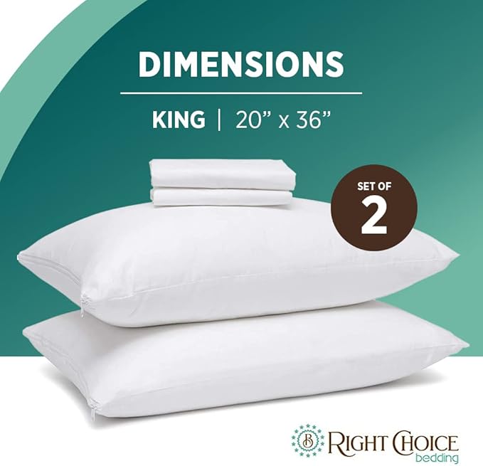 Cotton Pillow Protectors with Zipper, (Set of 4)