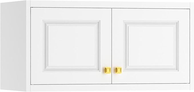 Polup Metal Wall Cabinet, Upper Cabinet for Wardrobe, Small Top Storage Cabinet for Bedroom, Living Room, White, 18" D x 32" W x1 5" H - Assembly Required