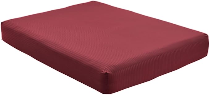 Kingnex Striped Sofa Bed Sheets Queen for Sleeper Sofa Bed Soft Double Brushed 4 Piece Bedding Pillowcase Set (60"x74"x6") Burgundy