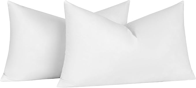 basic home Hotel-Style Goose Feather Pillow Insert for Sofa & Bed - 100% Odorless & Plump Cushion Filler - 233TC Cotton with Inner Liner to Prevent Poking (16x26 Inch)