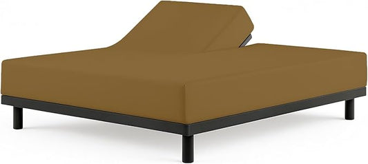 Cottingon 1 Piece Top Split King Fitted Sheet Only for Adjustable beds, Premium 100% Egyptian Cotton, 34 Inches Half Split Flex Head Bottom Sheet for Sleep Number Beds 16" Deep Mattress, Taupe