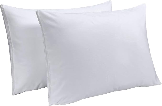 Niagara 2 Pack King Pillow Protectors with Zipper, Premium Cotton Sateen Blend Tight Weave Lab Tested Non Noisy Zip Covers Breathable Non Crinky (20x36 Inches)