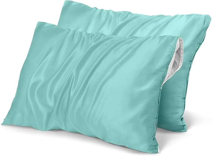 Utopia Bedding Premium 100% Waterproof Pillow Protectors with Zipper Queen Size (Set of 2), Bed Bug and Dust Mite Proof Zippered Pillow Covers, Pillow Encasement Cases, Spa Blue