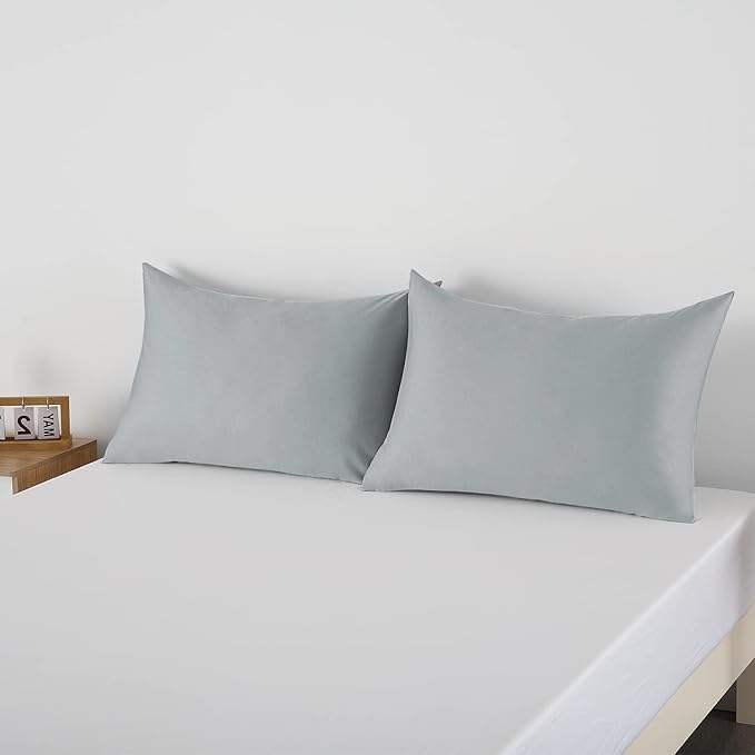 100% Egyptian Cotton Toddler Pillowcases Set of 2, 400 Thread Count Sateen Weave Small Pillow Protectors, Super Soft Breathable Zippered Pillow Covers 13x18 Inches (Gray, Toddler)