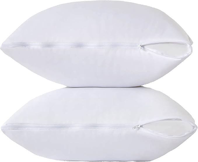 Feather Proof Pillow Protectors 24x24 Pack of 2 Waterproof Soft Bamboo Viscose Jersey Square Pillow Covers for Throw Pillow